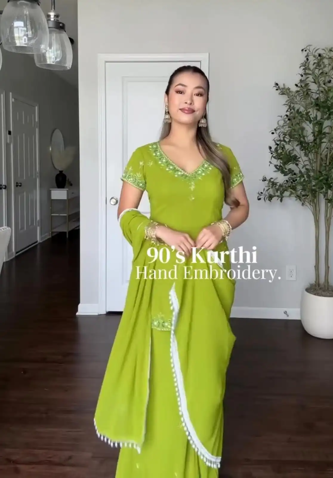 Nice Parrot Green Fox Georgette ⁠Embroidery Work Salwar Suit - Image 5