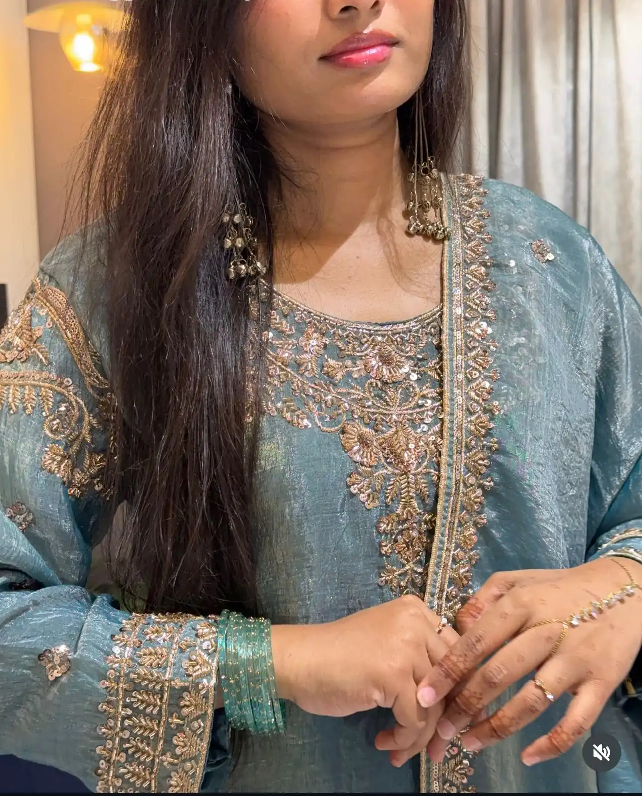 Nice Sky Blue Zimmy Chu Silk Embroider Work Salwar Suit - Image 4