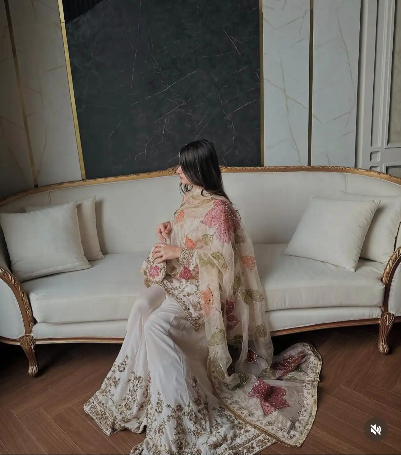 Perfect Off White Chinon Silk Embroidery Work Salwar Suit - Image 4