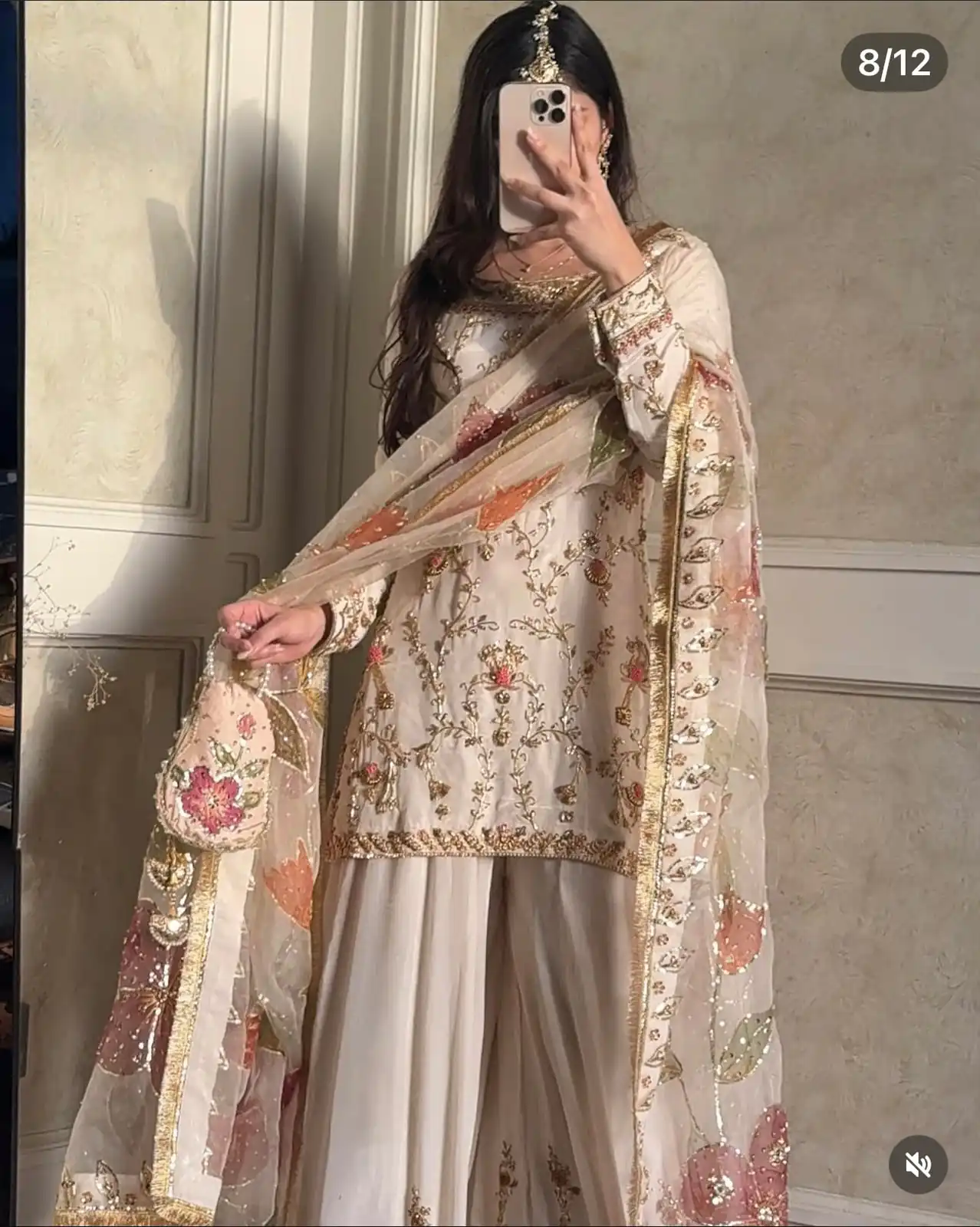 Perfect Off White Chinon Silk Embroidery Work Salwar Suit - Image 3