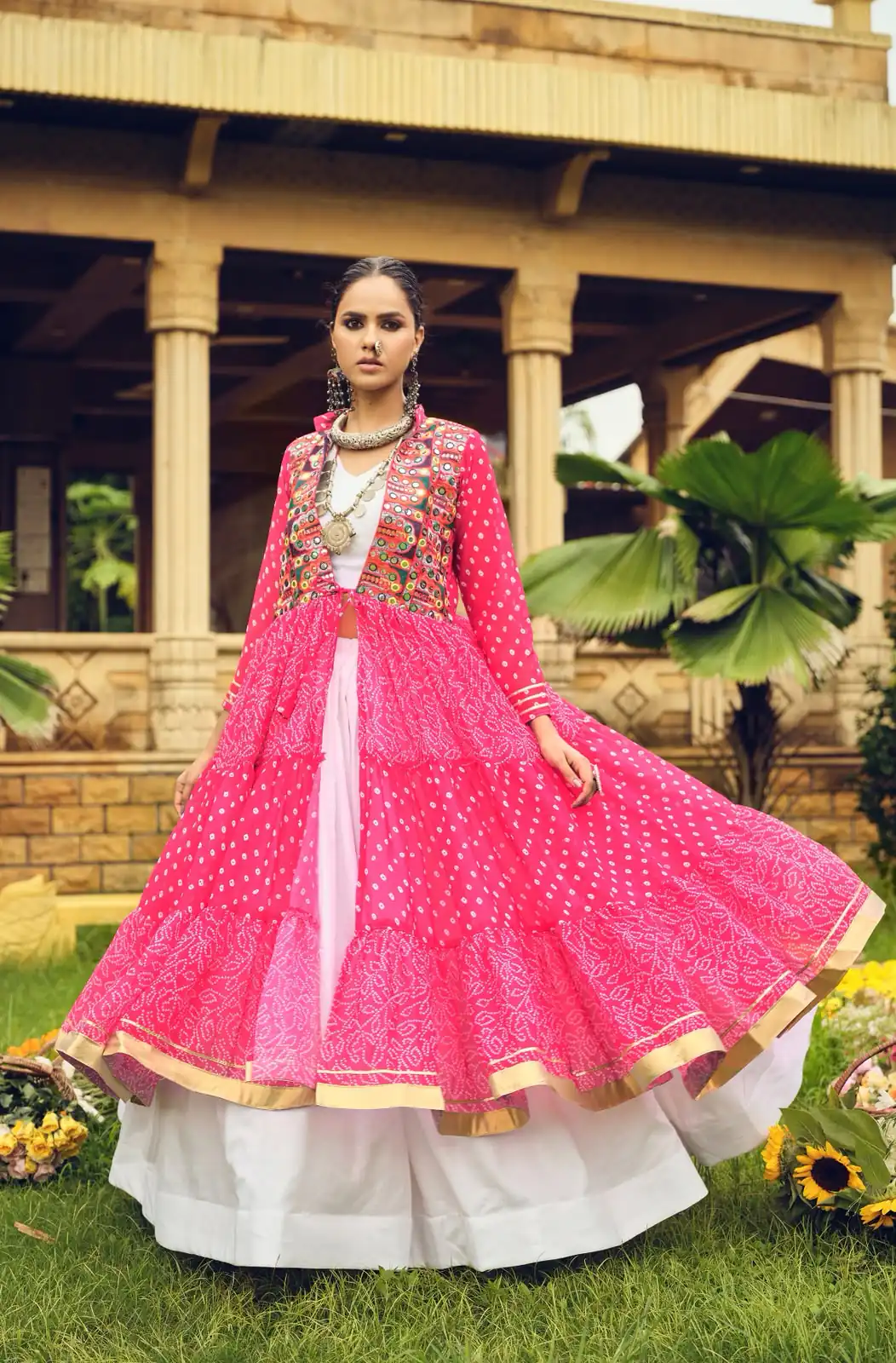 Perfect Pink Faux Georgette Embroider Work Lehenga Choli - Image 2