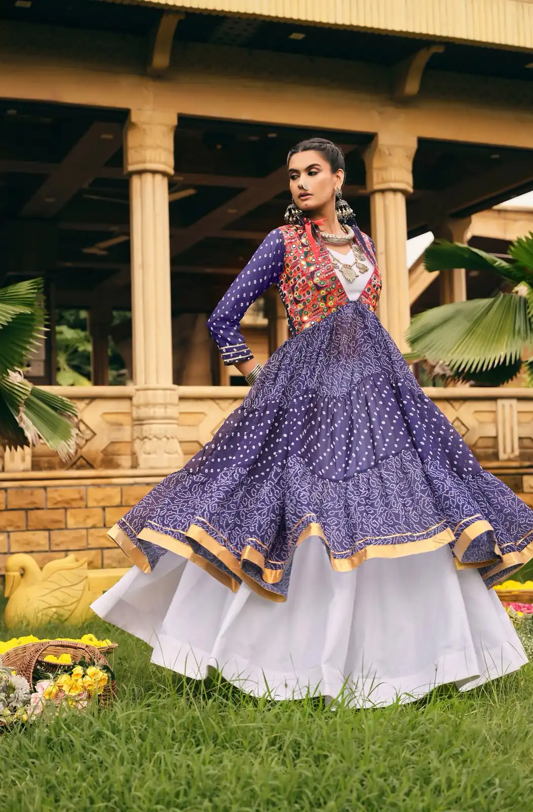 Perfect Purple Faux Georgette Embroider Work Lehenga Choli - Image 3