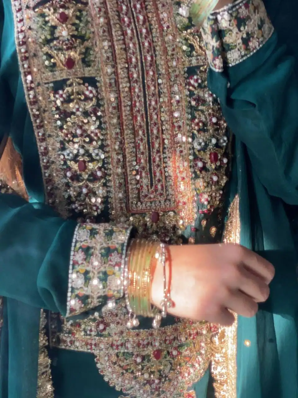Perfect Teal Fox Georgette Embroidery Work Salwar Suit - Image 8