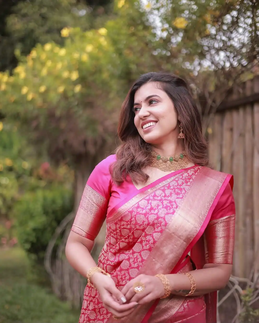 Pretty Gajri Soft Lichi Silk All Over Work Saree - Image 8