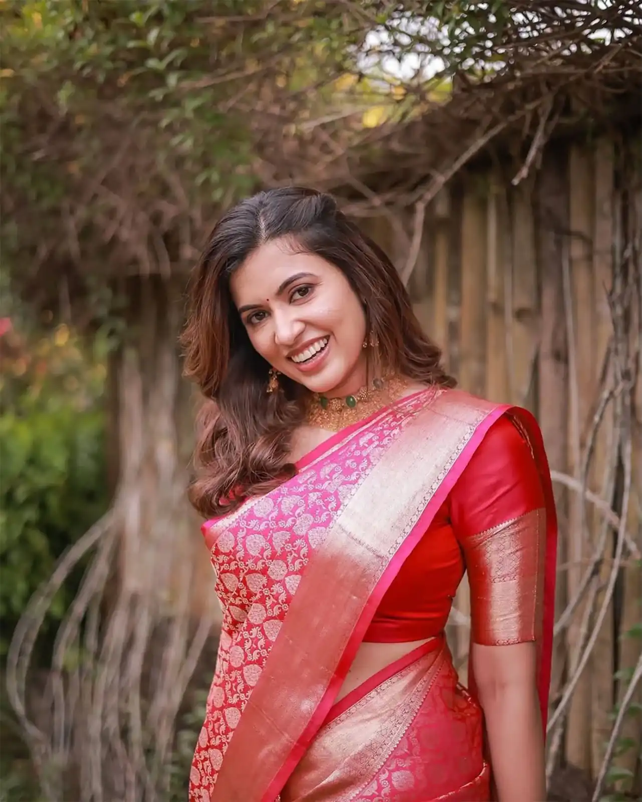 Pretty Gajri Soft Lichi Silk All Over Work Saree - Image 4