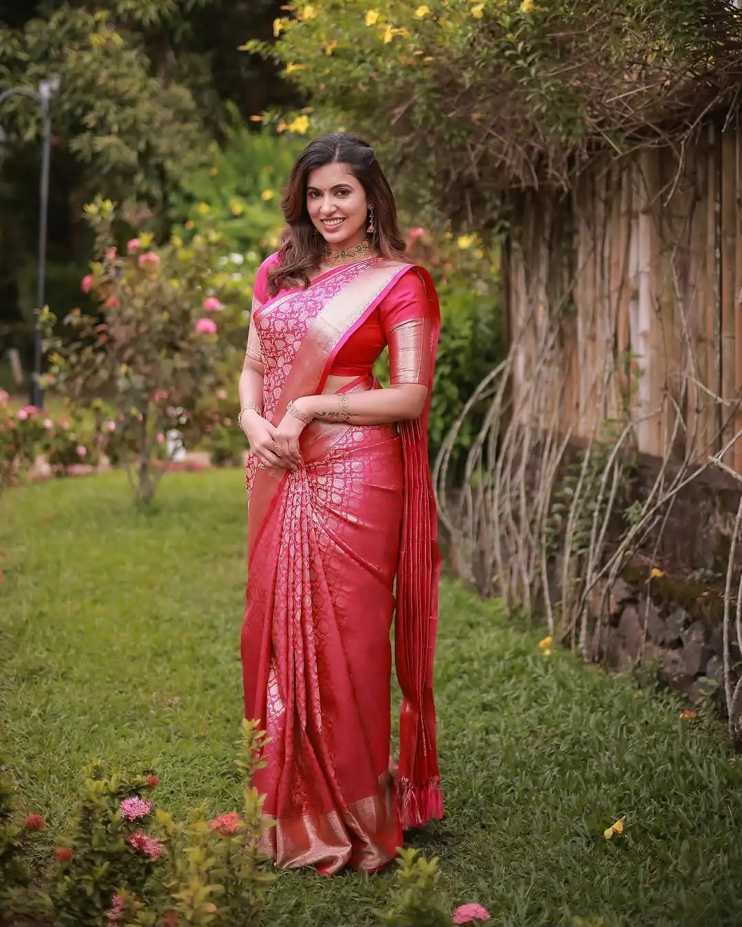 Pretty Gajri Soft Lichi Silk All Over Work Saree - Image 3