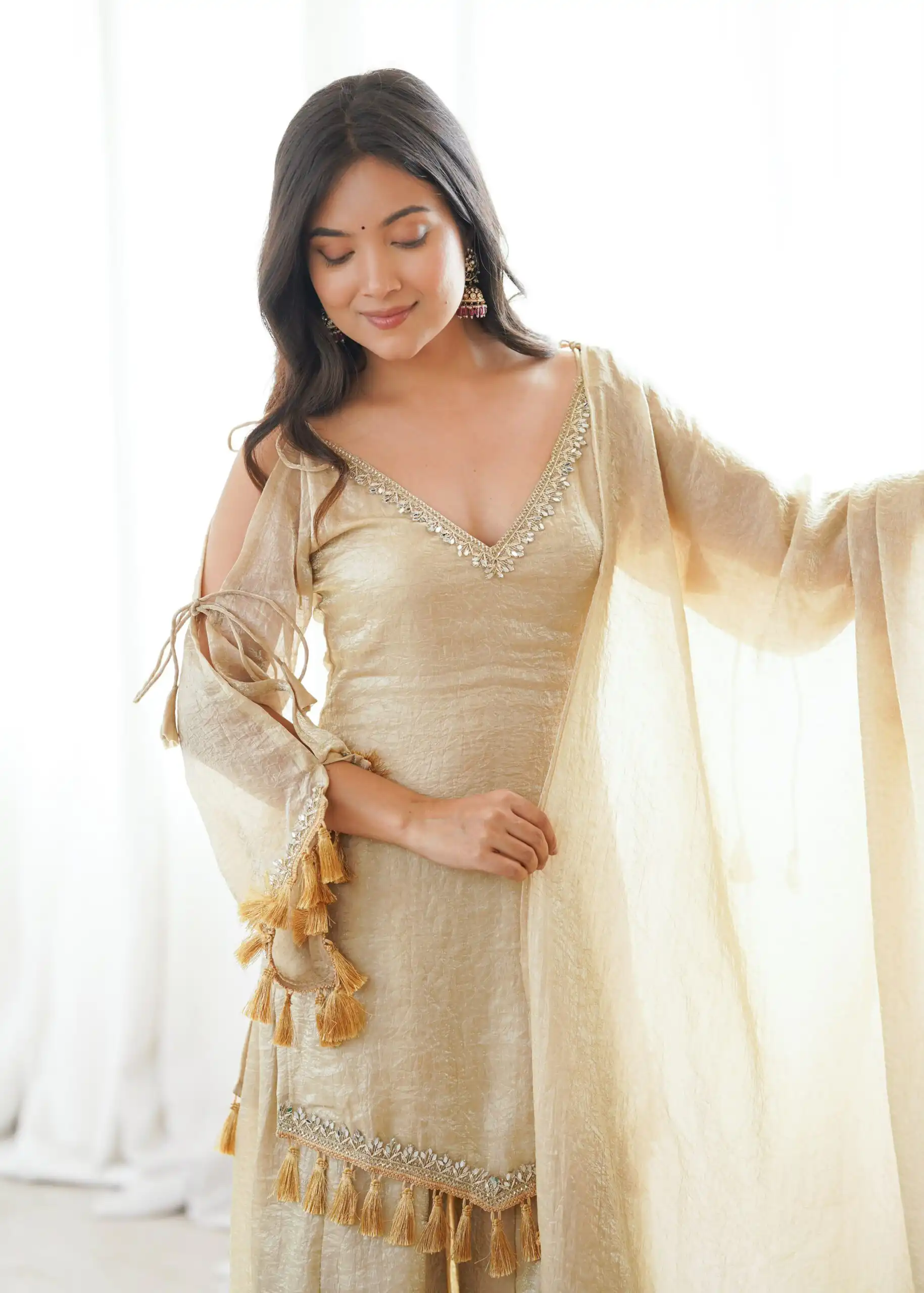 Pretty Off White Doremon Crush Mirror Work Salwar Suit - Image 6