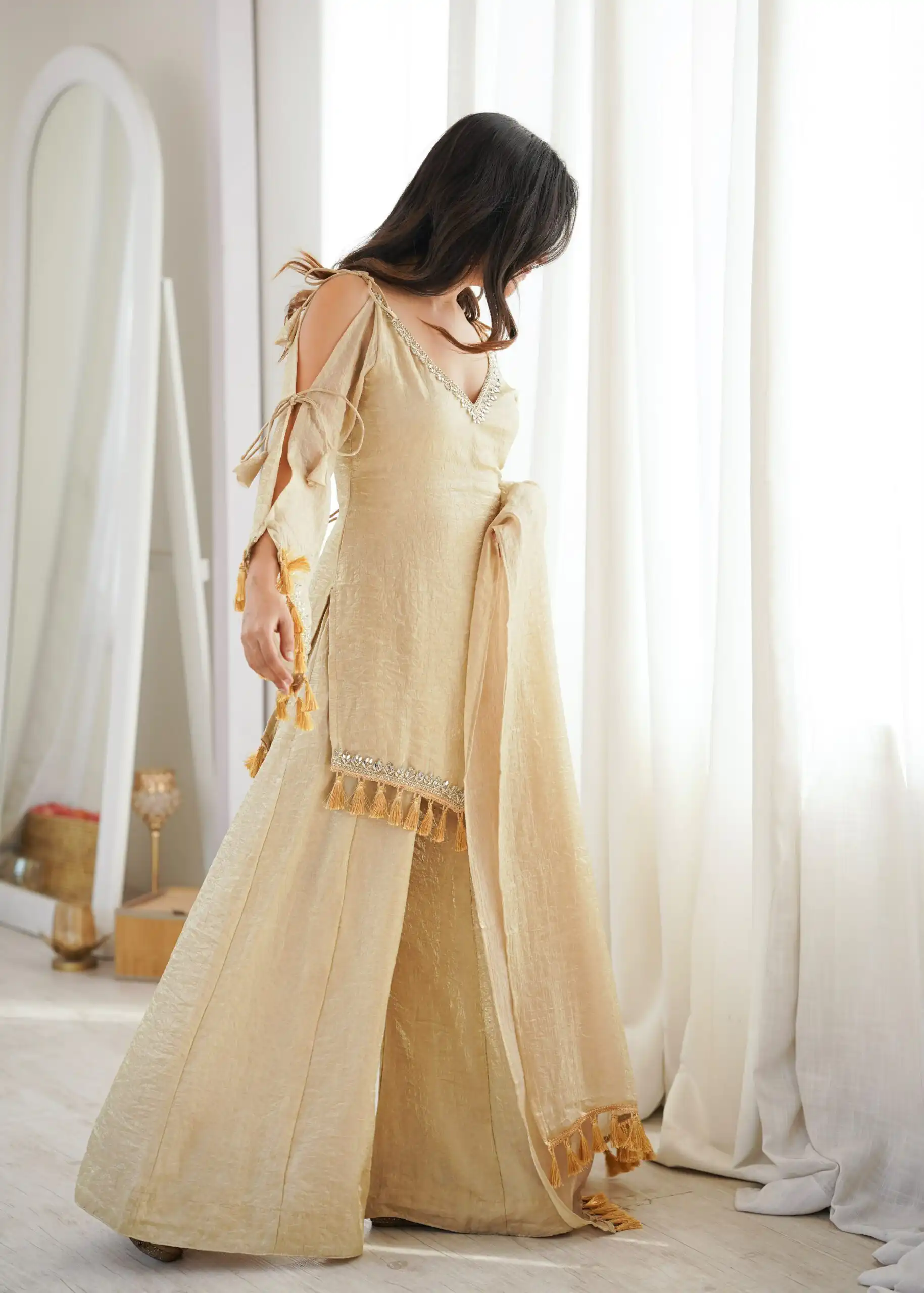 Pretty Off White Doremon Crush Mirror Work Salwar Suit - Image 4