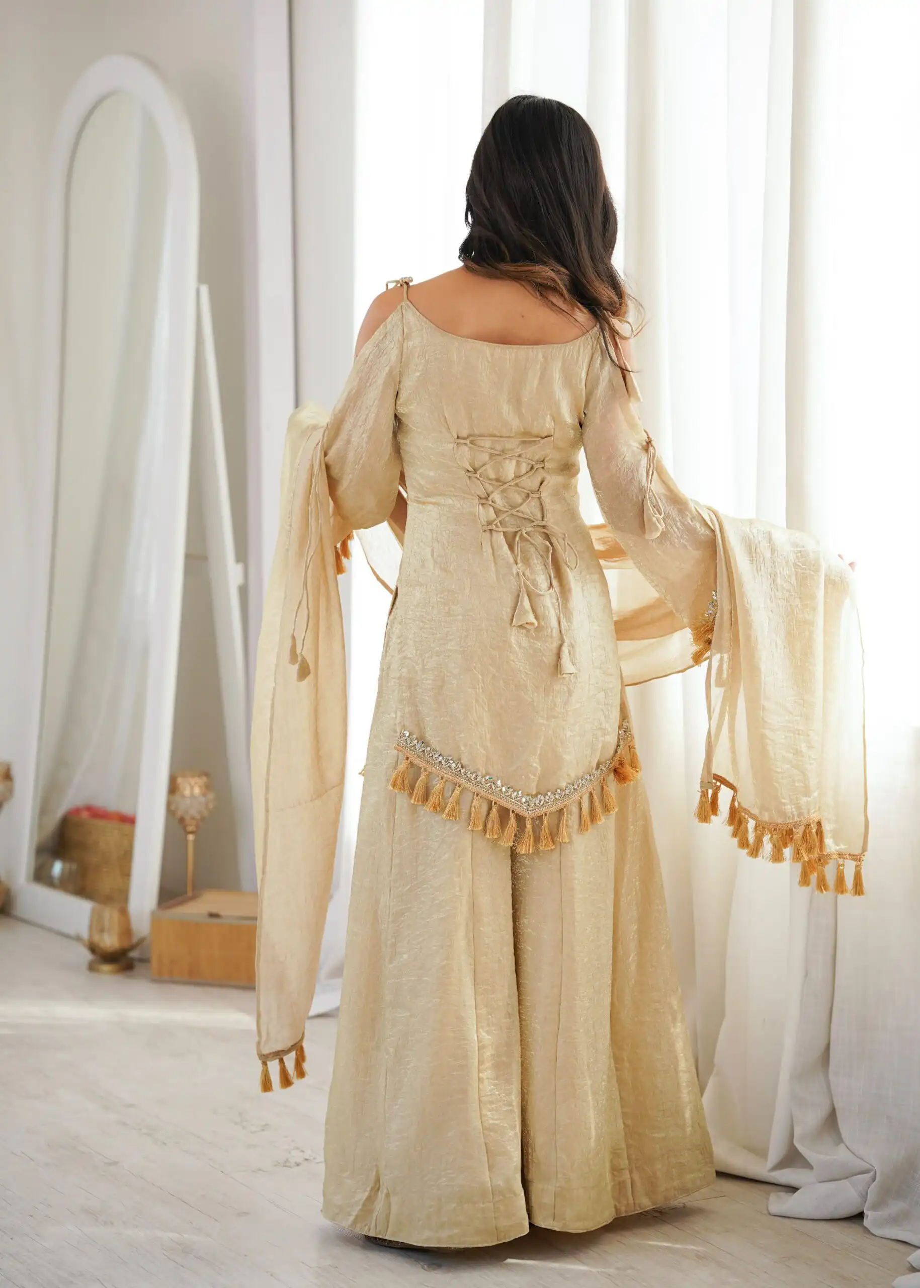 Pretty Off White Doremon Crush Mirror Work Salwar Suit - Image 3