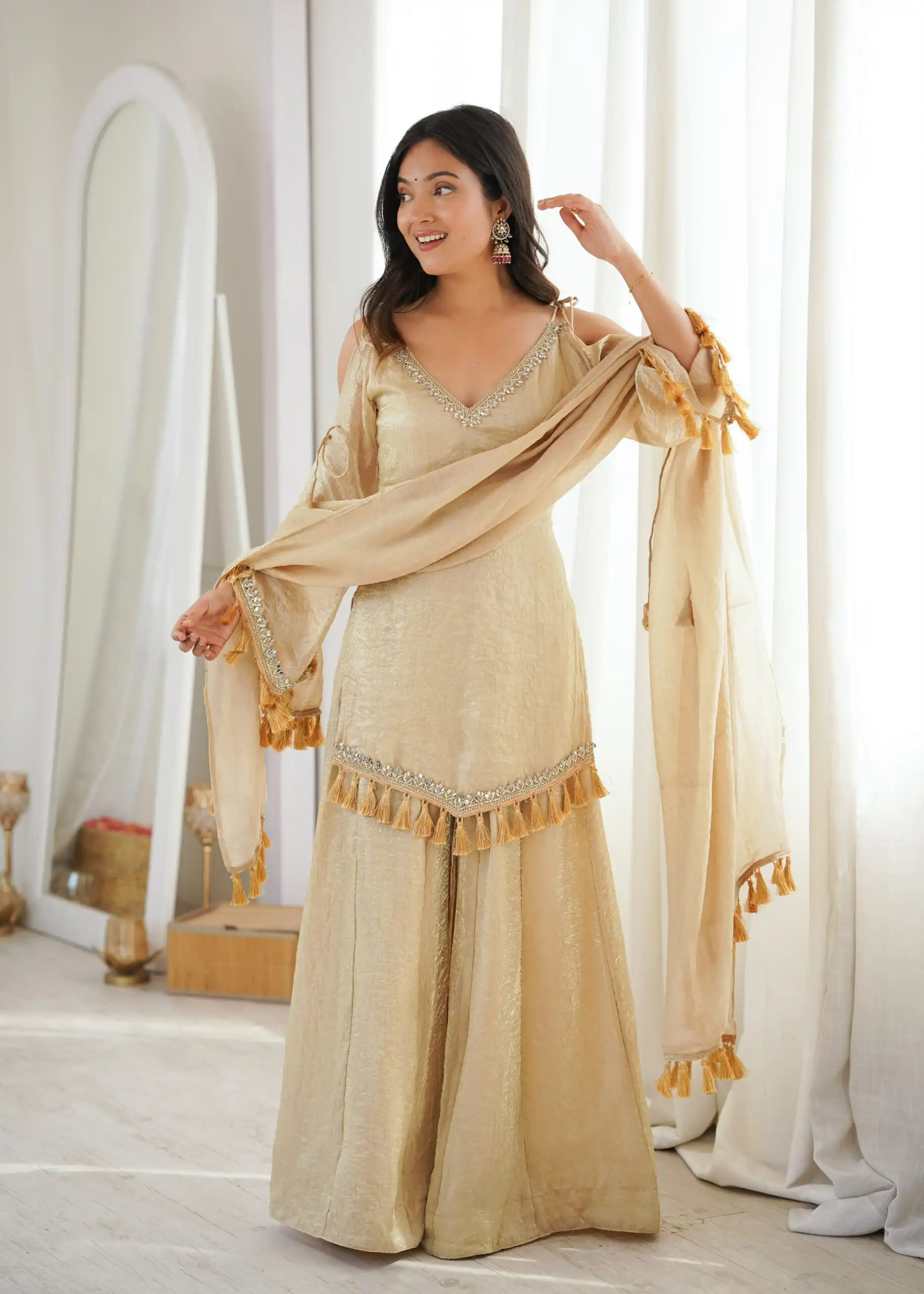 Pretty Off White Doremon Crush Mirror Work Salwar Suit - Image 8