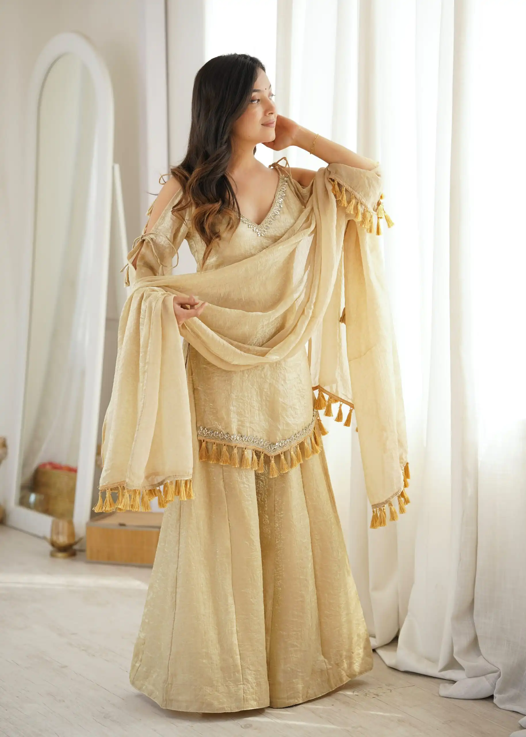 Pretty Off White Doremon Crush Mirror Work Salwar Suit - Image 10