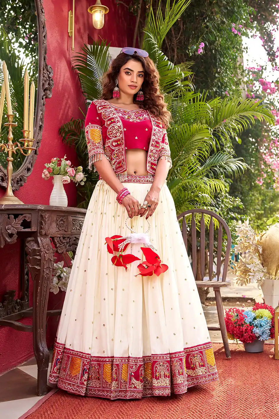 Special Pink Vichitra Thread Work Lehenga Choli - Image 3
