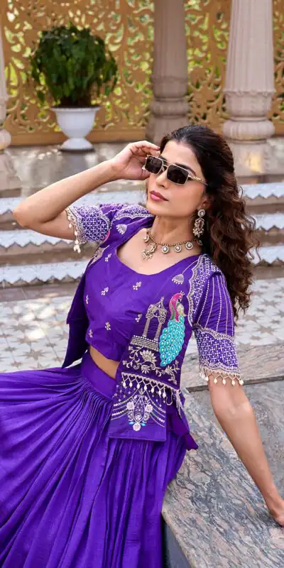 Alternative view of Special Purple Vichitra Embroidery Work Lehenga Choli