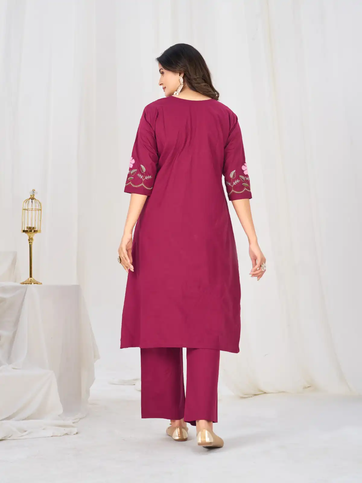 Stylist Pink Pure Cotton Embroidery Cut Work Salwar Suit - Image 5