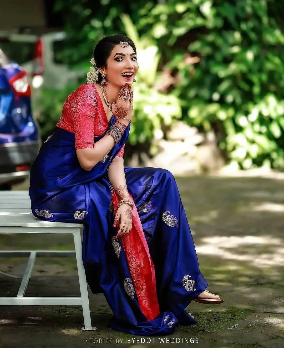 Super Blue Soft Lichi Silk Jacquard Work Saree - Image 10