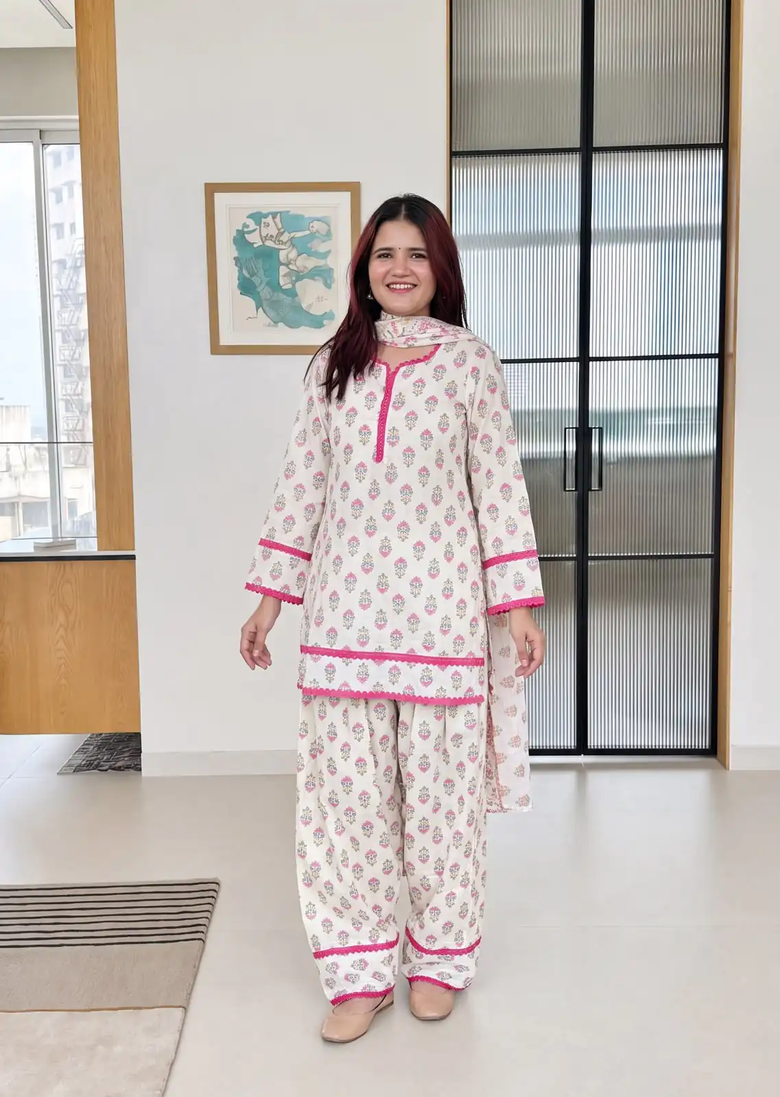 Trendy Pink Natural Crep Digital Print Salwar Suit - Image 5