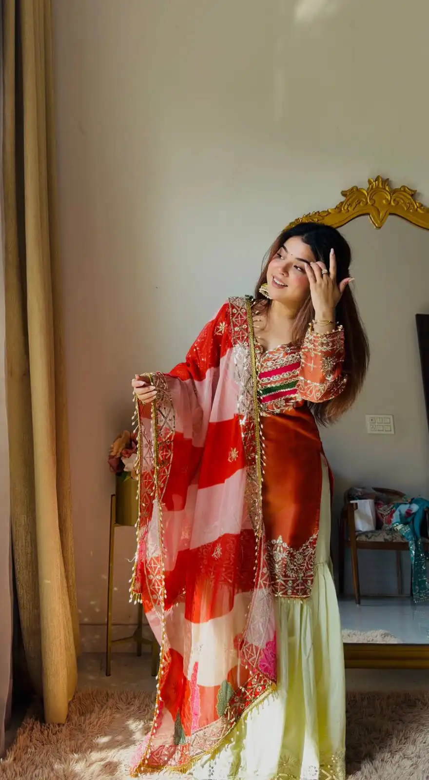 Unique Orange Mox Fendy Embroidery Work Salwar Suit - Image 4