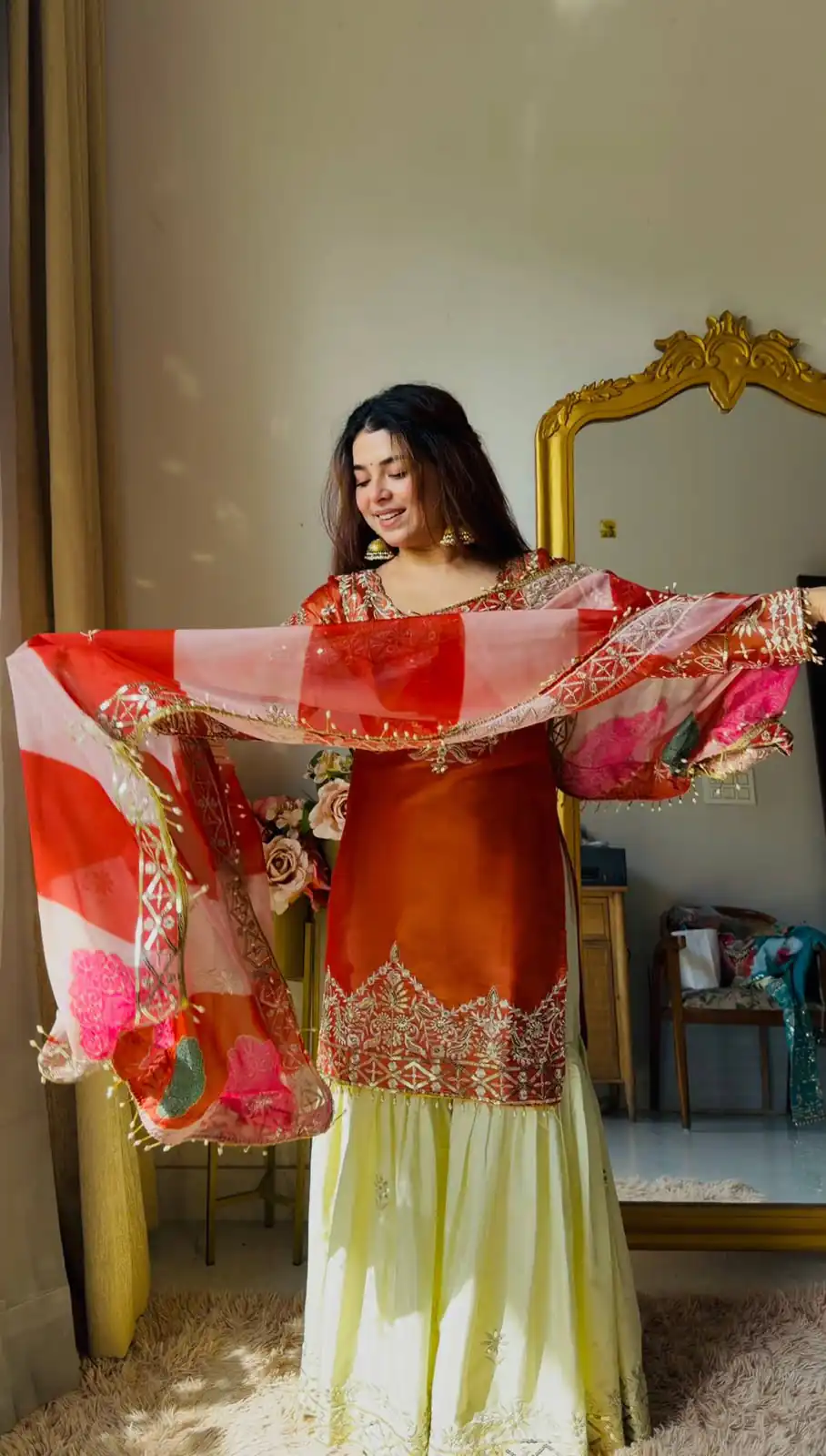 Unique Orange Mox Fendy Embroidery Work Salwar Suit - Image 3