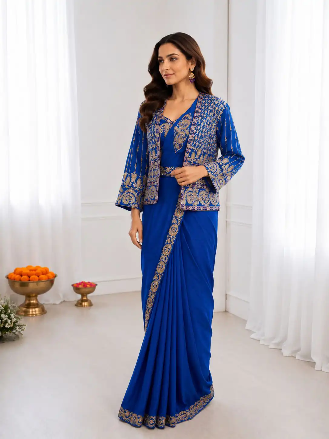 BB 64 Blue Crep Silk Saree with Embroidery Work & Sequins Work. Affordable Price ₹2499. Delivery 4-6 Working Days. Shop now. | Designer Sarees, Modern Digital sarees, Sarees, Bollywood Sarees, Creative Sarees, Embroidered Sarees, Ethnic Saree, Party Wear Sarees