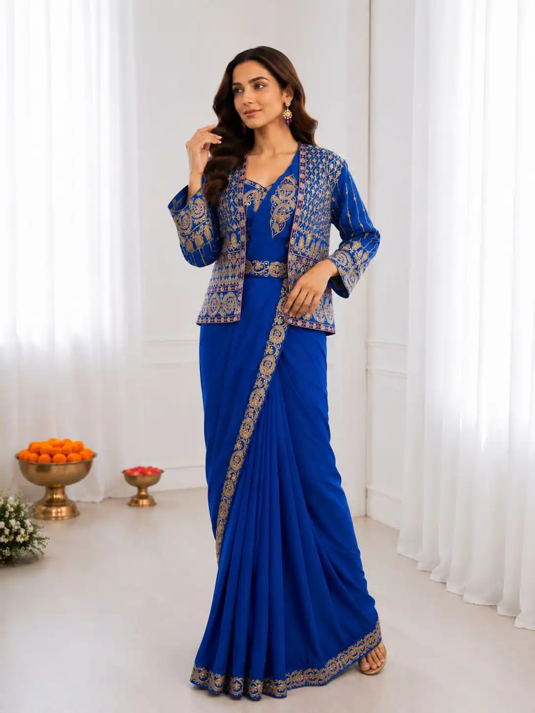 BB 64 Blue Crep Silk Saree with Embroidery Work & Sequins Work. Affordable Price ₹2499. Delivery 4-6 Working Days. Shop now. | Designer Sarees, Modern Digital sarees, Sarees, Bollywood Sarees, Creative Sarees, Embroidered Sarees, Ethnic Saree, Party Wear Sarees
