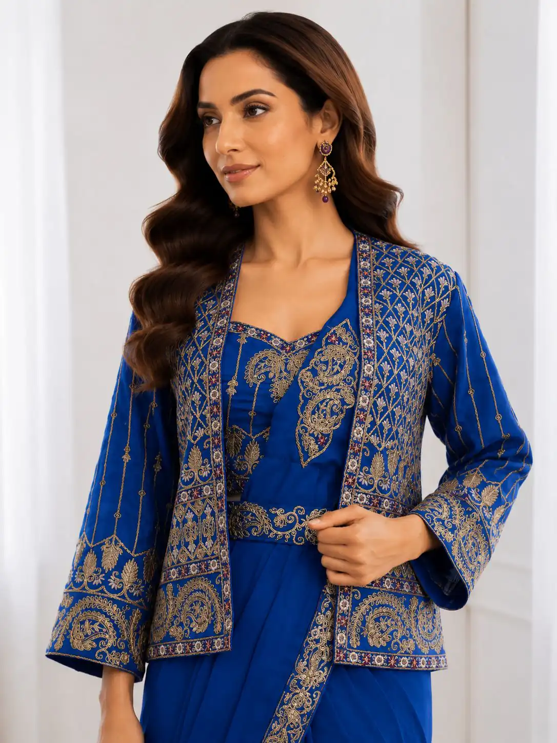 BB 64 Blue Crep Silk Saree with Embroidery Work & Sequins Work. Affordable Price ₹2499. Delivery 4-6 Working Days. Shop now. | Designer Sarees, Modern Digital sarees, Sarees, Bollywood Sarees, Creative Sarees, Embroidered Sarees, Ethnic Saree, Party Wear Sarees