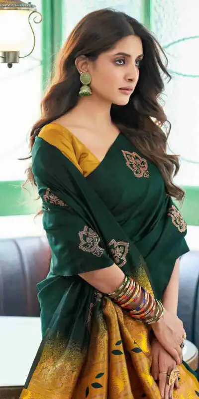 KPR 217 Green Soft Lichi Silk Jacquard Work Saree with Designer Work Wedding, Party, Festive, Events, Deal ₹1299. Delivery 4-6 Working Days. Shop now. | Designer Sarees, Modern Digital sarees, Sarees, Bollywood Sarees, Creative Sarees, Embroidered Sarees, Ethnic Saree, Party Wear Sarees