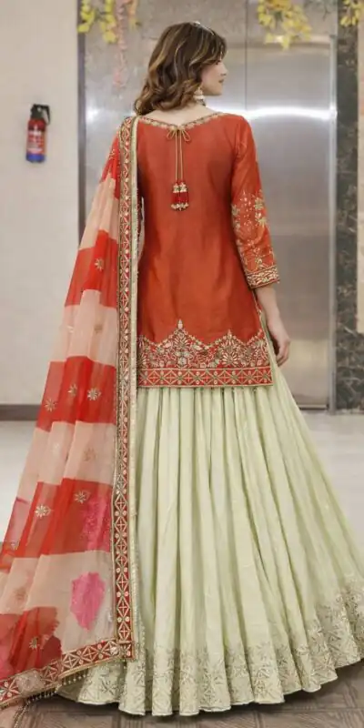 ZC 8008 Orange in Fandy Silk Sequins Work & Embroidery Work Lehenga Choli . Introductory Price ₹2499. Delivery 4-6 Working Days. Shop now. | Lehenga, Bollywood Lehenga, Creative Lehenga, Designer Lehenga, Embroidered Lehenga, Party Wear Lehenga
