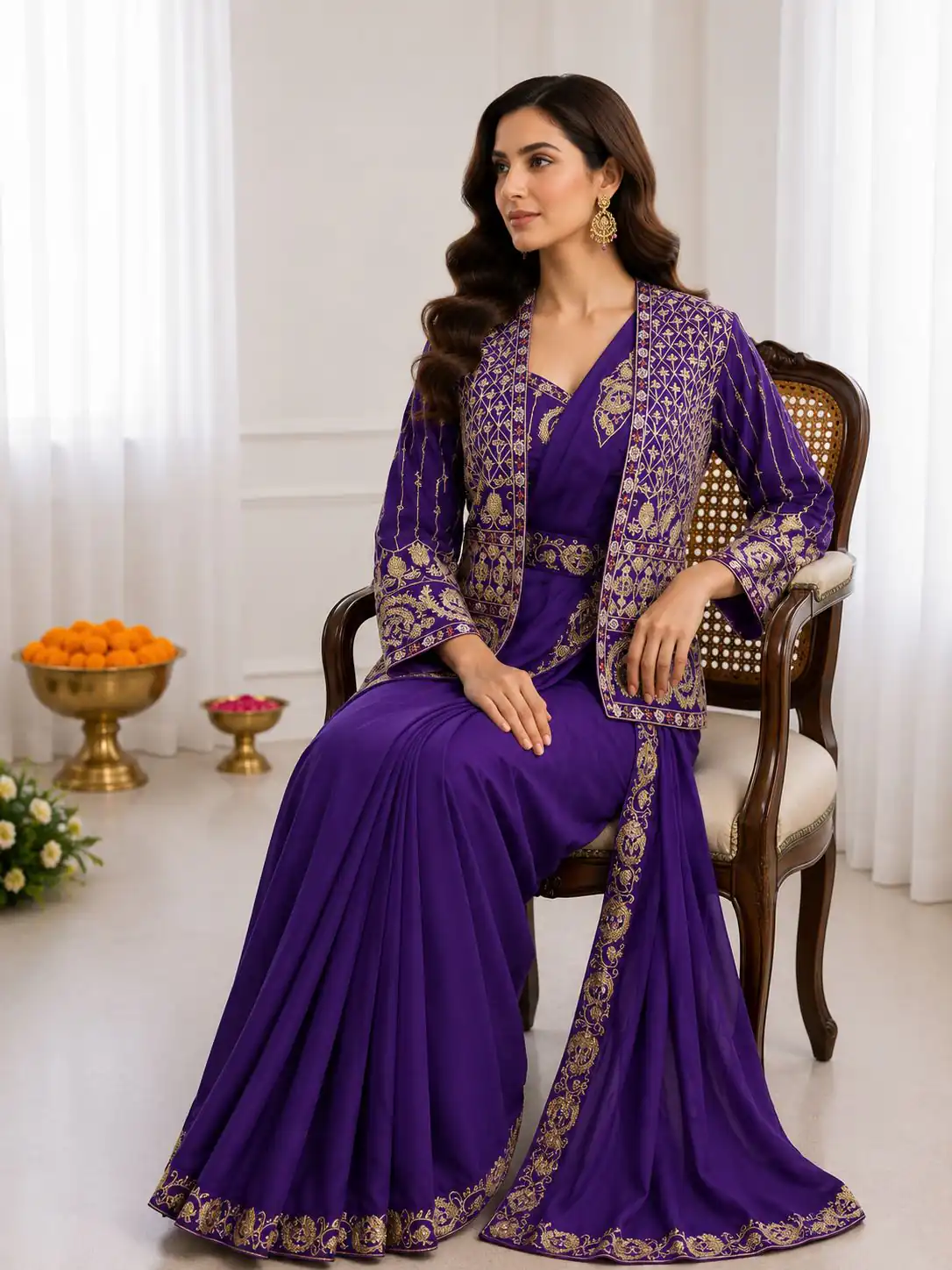 BB 64 Blue Purple Silk Saree with Embroidery Work & Sequins Work. Affordable Price ₹2499. Delivery 4-6 Working Days. Shop now. | Designer Sarees, Modern Digital sarees, Sarees, Bollywood Sarees, Creative Sarees, Embroidered Sarees, Ethnic Saree, Party Wear Sarees