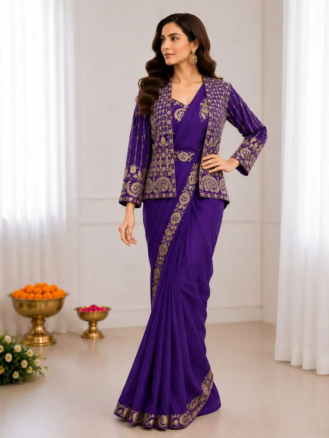 BB 64 Blue Purple Silk Saree with Embroidery Work & Sequins Work. Affordable Price ₹2499. Delivery 4-6 Working Days. Shop now. | Designer Sarees, Modern Digital sarees, Sarees, Bollywood Sarees, Creative Sarees, Embroidered Sarees, Ethnic Saree, Party Wear Sarees