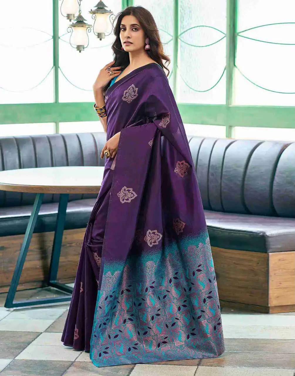 KPR 217 Purple Soft Lichi Silk Jacquard Work Saree with Designer Work Wedding, Party, Festive, Events, Deal ₹1299. Delivery 4-6 Working Days. Shop now. | Designer Sarees, Modern Digital sarees, Sarees, Bollywood Sarees, Creative Sarees, Embroidered Sarees, Ethnic Saree, Party Wear Sarees