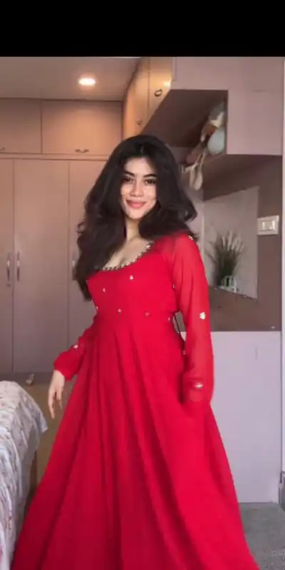 ZB 5074 Red Faux Georgette Gown Perfect for Wedding, Party, Raksha Bandhan, Temple Visit, Onam – . Get it for ₹1899. Delivery 4-6 Working Days. Shop now | Gowns, Bollywood Gowns, Creative Gowns, Designer Gowns, Embroidered Gowns, Party Wear Gowns