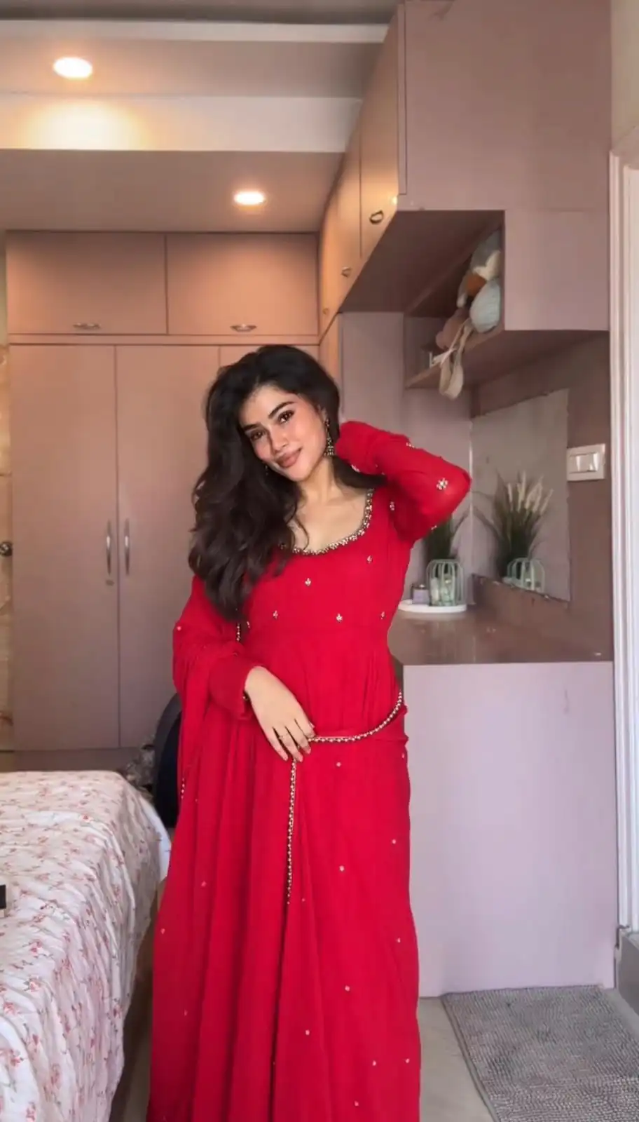 ZB 5074 Red Faux Georgette Gown Perfect for Wedding, Party, Raksha Bandhan, Temple Visit, Onam – . Get it for ₹1899. Delivery 4-6 Working Days. Shop now | Gowns, Bollywood Gowns, Creative Gowns, Designer Gowns, Embroidered Gowns, Party Wear Gowns