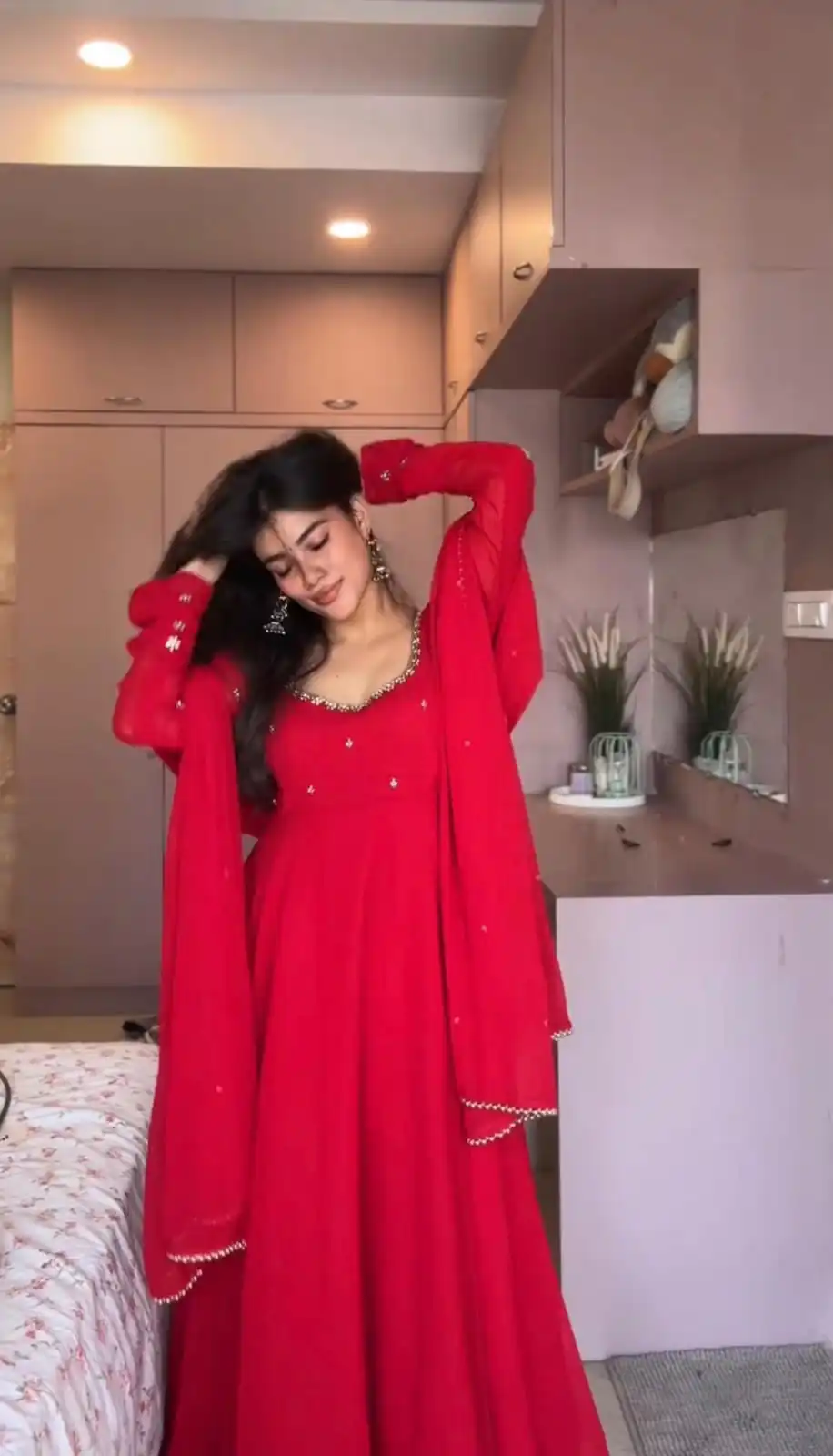 ZB 5074 Red Faux Georgette Gown Perfect for Wedding, Party, Raksha Bandhan, Temple Visit, Onam – . Get it for ₹1899. Delivery 4-6 Working Days. Shop now | Gowns, Bollywood Gowns, Creative Gowns, Designer Gowns, Embroidered Gowns, Party Wear Gowns