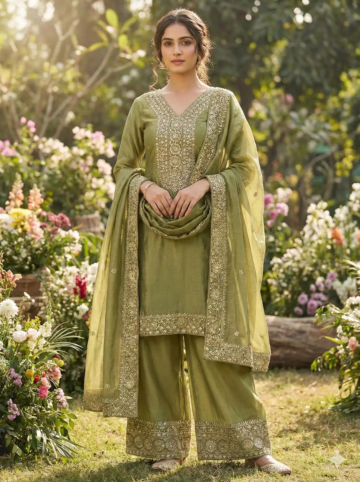 JF 040 Mehandi Fendy Silk Salwar Suitwith Embroidery Work & Lace Work. Now at just ₹2049. Delivery 4-6 Working Days. Shop now. | Jump Suits, Salwar suit, Casual Suits, Creative suits, Designer Suits, Palazzo Suits, Party Wear Suits, Patiala Suits, Straight Suits