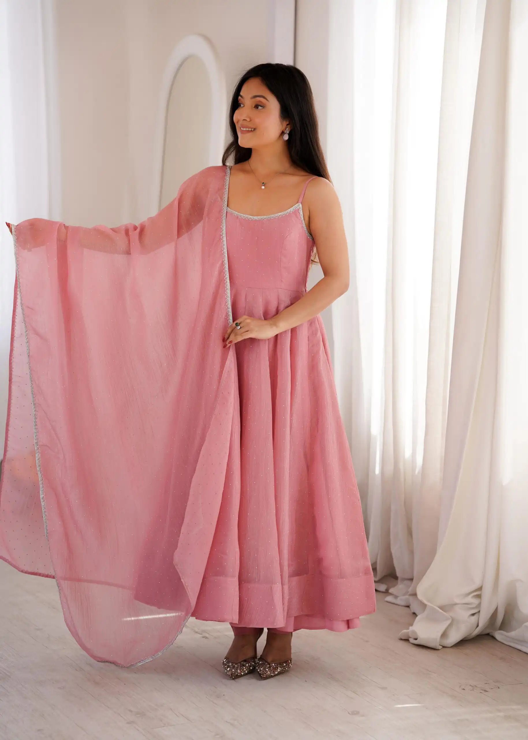 KB 287 Pink Crunchy Silk Salwar Suit Perfect for Wedding, Party, Onam, Housewarming, Karwa Chauth – . Get it for ₹1999. Delivery 4-6 Working Days. | Anarkali Suits, Bollywood Anarkali, Creative-Anarkali, Designer Anarkali, Embroidered Anarkali, Party Wear Anarkali