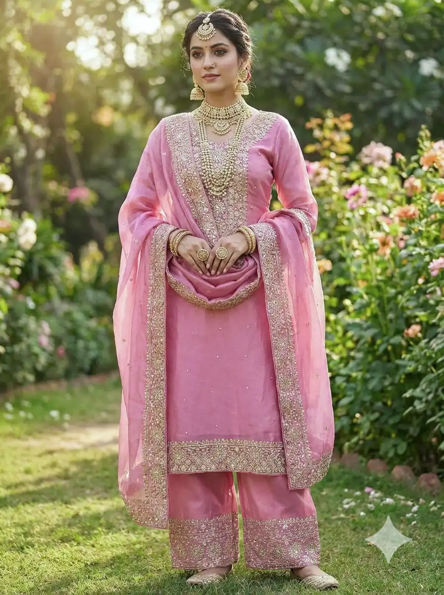 JF 040 Pink Fendy Silk Salwar Suitwith Embroidery Work & Lace Work. Now at just ₹2049. Delivery 4-6 Working Days. Shop now. | Jump Suits, Salwar suit, Casual Suits, Creative suits, Designer Suits, Palazzo Suits, Party Wear Suits, Patiala Suits, Straight Suits