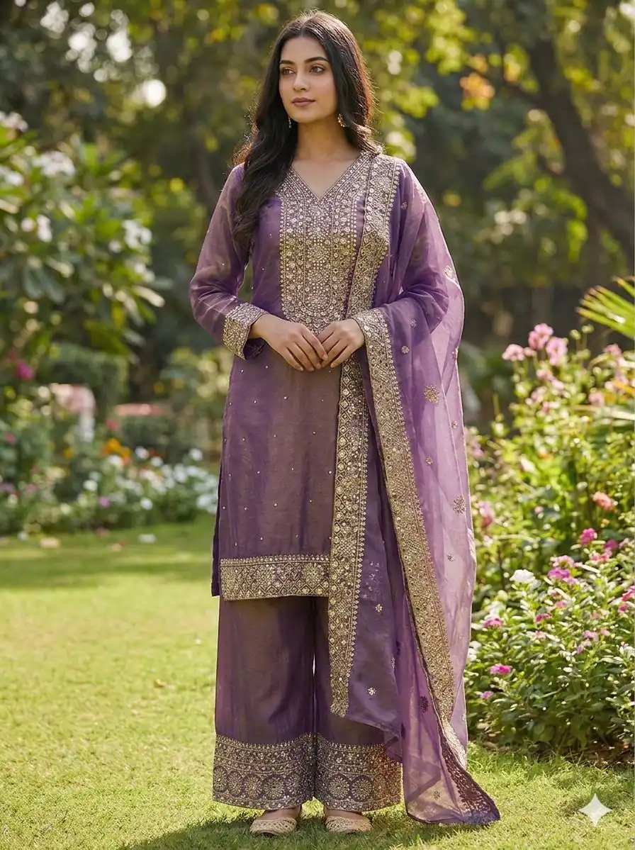 JF 040 Purple Fendy Silk Salwar Suitwith Embroidery Work & Lace Work. Now at just ₹2049. Delivery 4-6 Working Days. Shop now. | Jump Suits, Salwar suit, Casual Suits, Creative suits, Designer Suits, Palazzo Suits, Party Wear Suits, Patiala Suits, Straight Suits