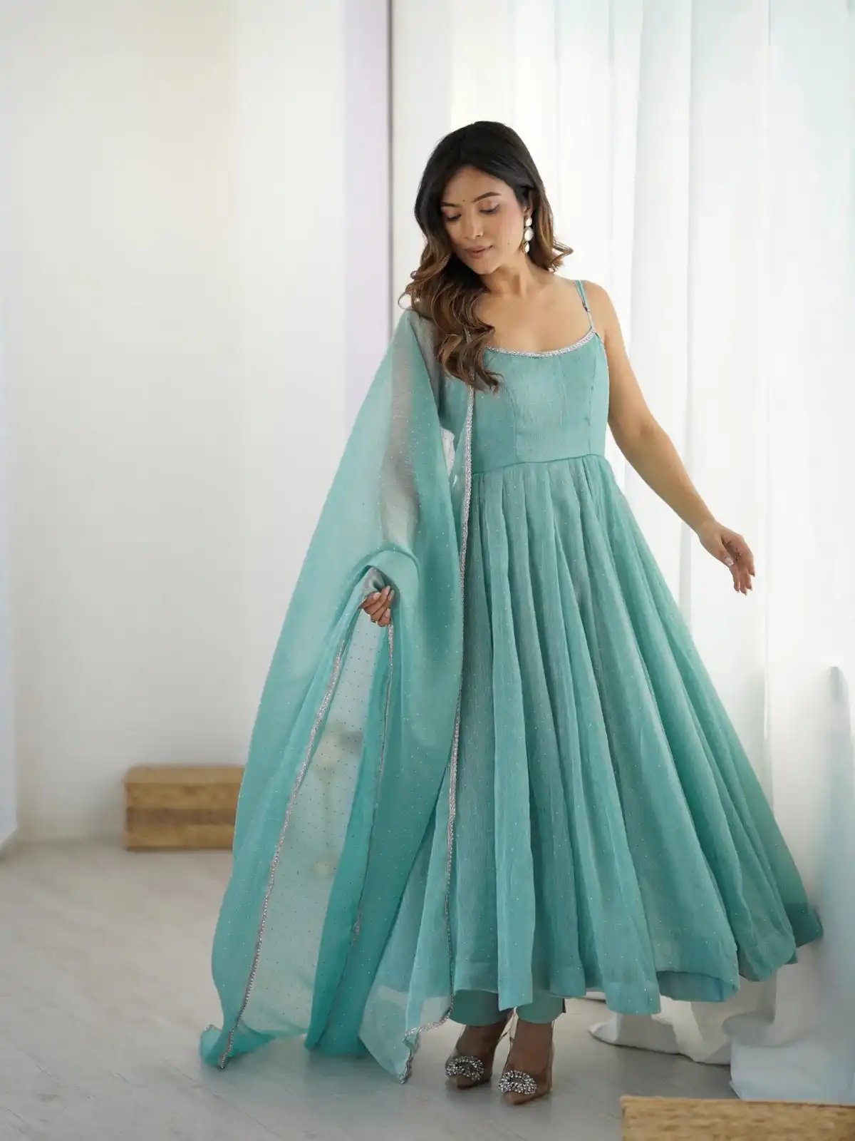 KB 287 Sky Blue Crunchy Silk Salwar Suit Perfect for Wedding, Party, Onam, Housewarming, Karwa Chauth – . Get it for ₹1999. Delivery 4-6 Working Days. | Anarkali Suits, Bollywood Anarkali, Creative-Anarkali, Designer Anarkali, Embroidered Anarkali, Party Wear Anarkali