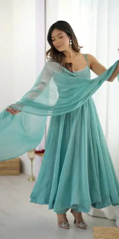 KB 287 Sky Blue Crunchy Silk Salwar Suit Perfect for Wedding, Party, Onam, Housewarming, Karwa Chauth – . Get it for ₹1999. Delivery 4-6 Working Days. | Anarkali Suits, Bollywood Anarkali, Creative-Anarkali, Designer Anarkali, Embroidered Anarkali, Party Wear Anarkali