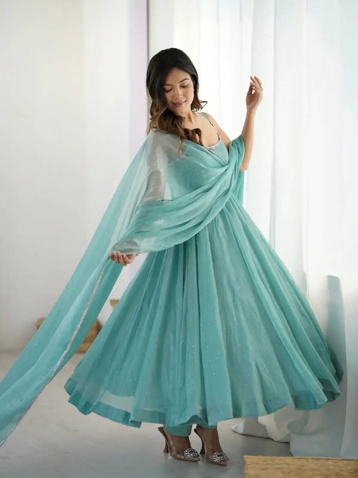 KB 287 Sky Blue Crunchy Silk Salwar Suit Perfect for Wedding, Party, Onam, Housewarming, Karwa Chauth – . Get it for ₹1999. Delivery 4-6 Working Days. | Anarkali Suits, Bollywood Anarkali, Creative-Anarkali, Designer Anarkali, Embroidered Anarkali, Party Wear Anarkali