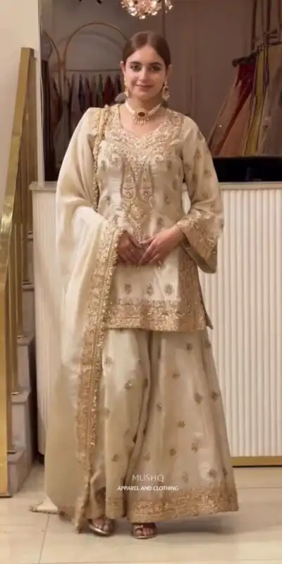 AD 236 Cream Color Chinon Silk Salwar Suit with Embroidery Work. Online Get it for ₹2149. Delivery 4-6 Working Days. Shop now. | Jump Suits, Salwar suit, Casual Suits, Creative suits, Designer Suits, Palazzo Suits, Party Wear Suits, Patiala Suits, Straight Suits