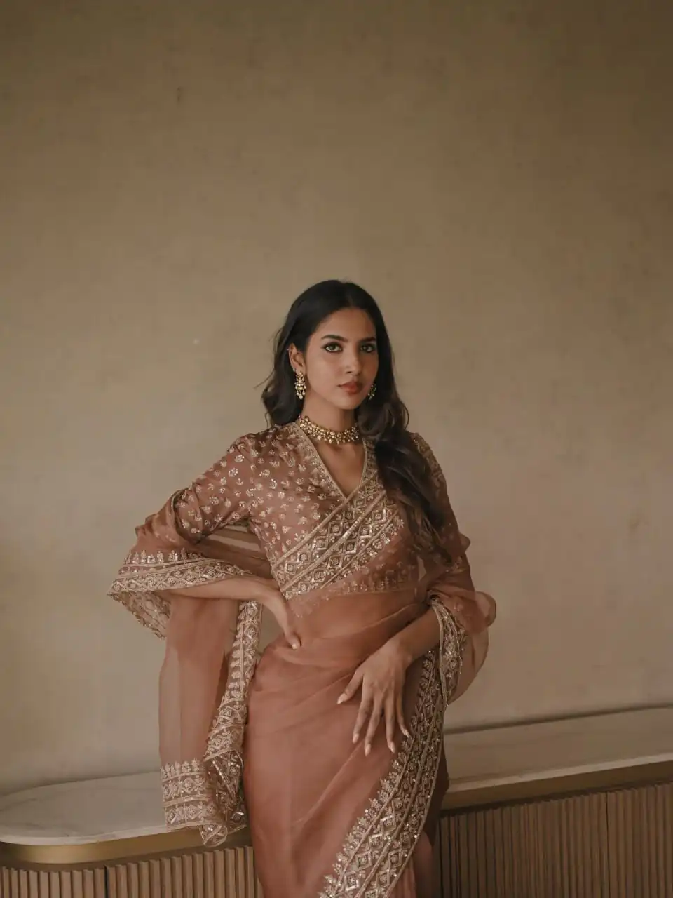 KD 632 Light Brown Soft Tebby Silk Saree. Perfect for Wedding, Party, Onam, Family Gatherings, Mehendi – Festive Deal ₹2099. Delivery 4-6 Working Days | Designer Sarees, Modern Digital sarees, Sarees, Bollywood Sarees, Creative Sarees, Embroidered Sarees, Ethnic Saree, Party Wear Sarees