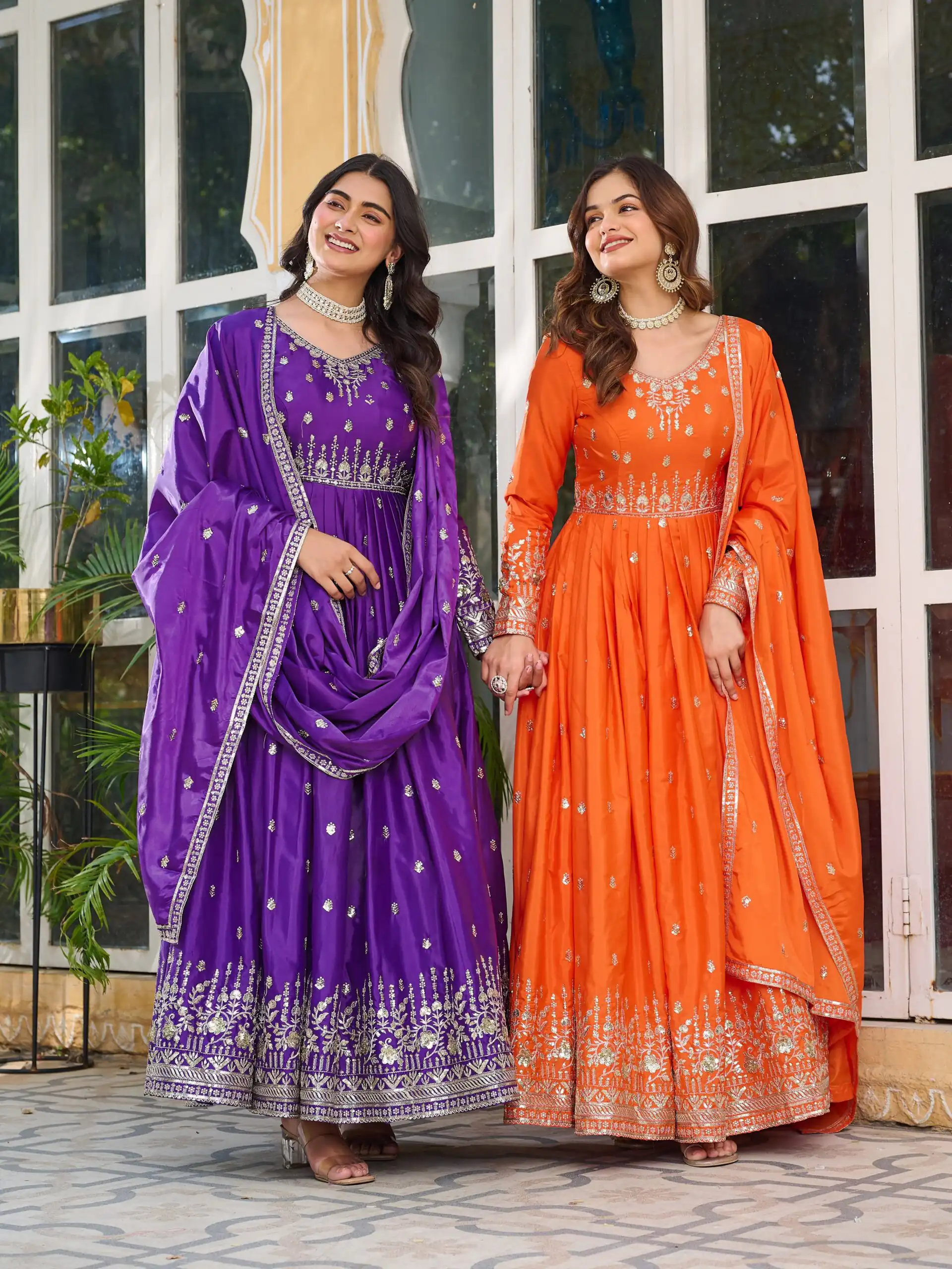 SP 12 Purple in American Silk Sequins Work & Thread Embroidery Gown . Introductory Price ₹2399. Delivery 4-6 Working Days. Shop now. | Gowns, Bollywood Gowns, Creative Gowns, Designer Gowns, Embroidered Gowns, Party Wear Gowns