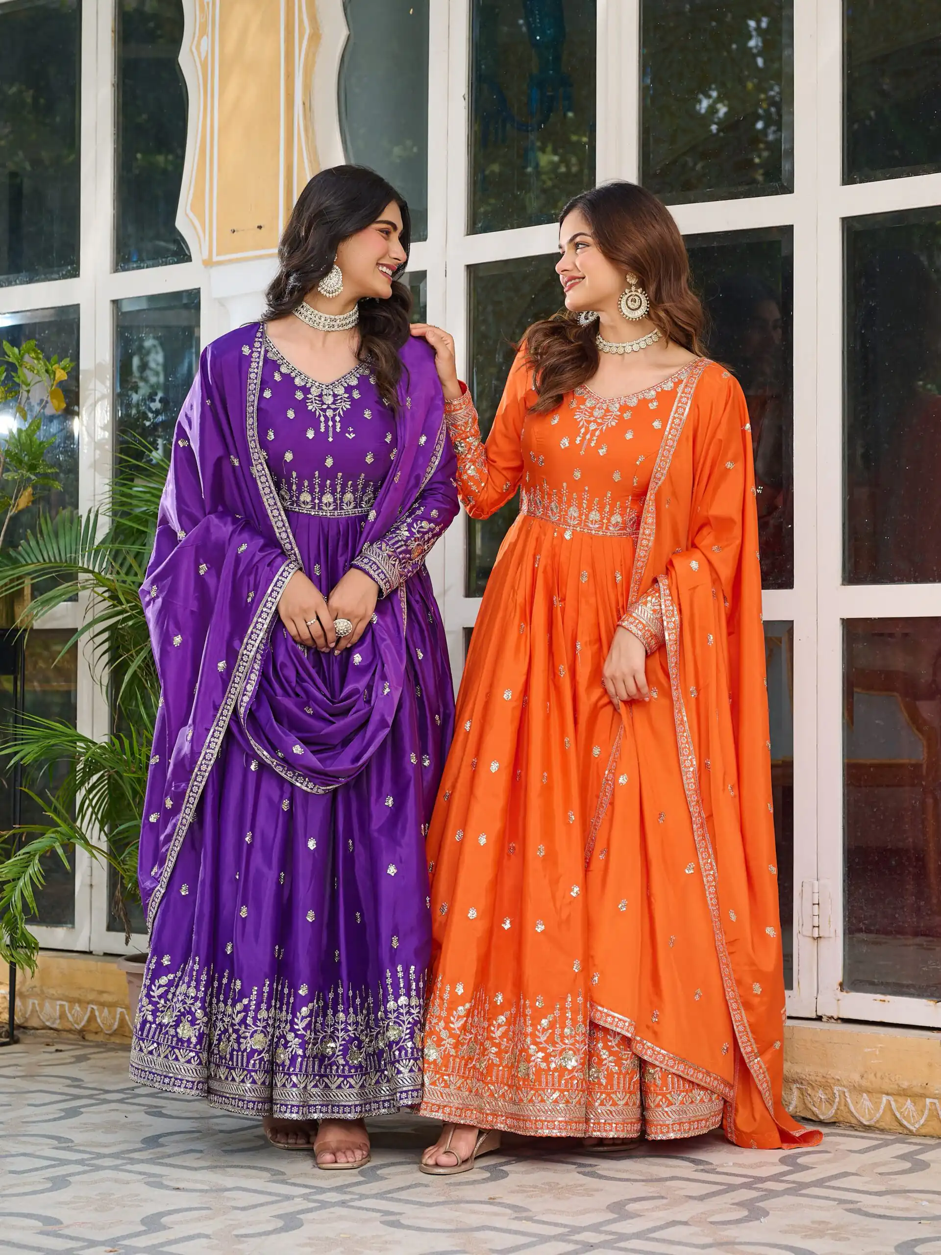 SP 12 Purple in American Silk Sequins Work & Thread Embroidery Gown . Introductory Price ₹2399. Delivery 4-6 Working Days. Shop now. | Gowns, Bollywood Gowns, Creative Gowns, Designer Gowns, Embroidered Gowns, Party Wear Gowns