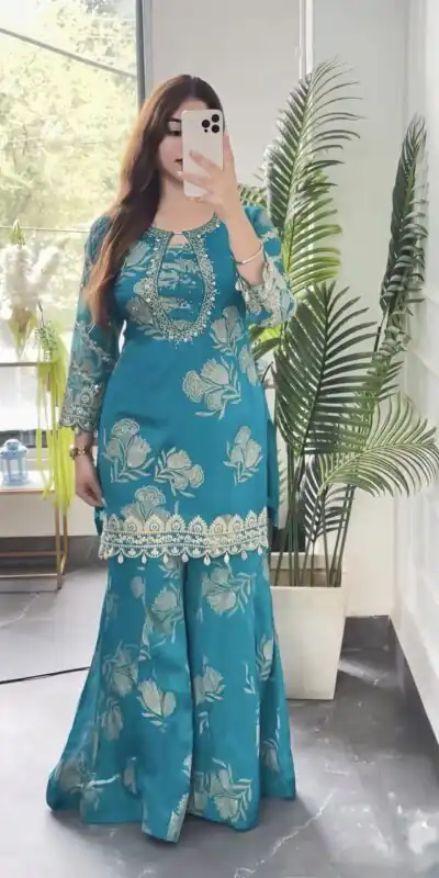 NSR 900 Sky Blue Faux Georgette Salwar Suit with Sequins Work & Embroidery Work. Now at just ₹2150. Delivery 4-6 Working Days. Shop now. | Jump Suits, Salwar suit, Casual Suits, Creative suits, Designer Suits, Palazzo Suits, Party Wear Suits, Patiala Suits