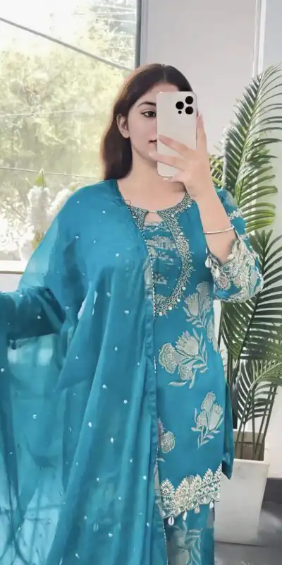 NSR 900 Sky Blue Faux Georgette Salwar Suit with Sequins Work & Embroidery Work. Now at just ₹2150. Delivery 4-6 Working Days. Shop now. | Jump Suits, Salwar suit, Casual Suits, Creative suits, Designer Suits, Palazzo Suits, Party Wear Suits, Patiala Suits