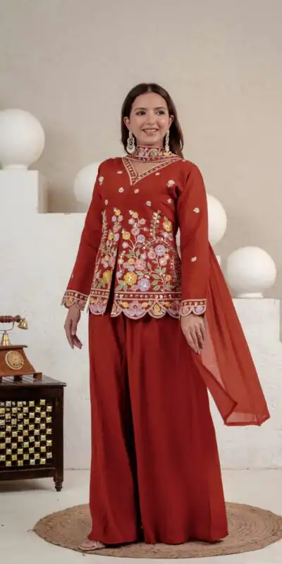 NF 1291 Rust Roman Silk Salwar Suit Perfect for Wedding, Party, Lohri, Onam, Reception – . Grab it for ₹2049. Delivery 4-6 Working Days. Shop now. | Jump Suits, Salwar suit, Casual Suits, Creative suits, Designer Suits, Palazzo Suits, Party Wear Suits, Patiala Suits, Straight Suits