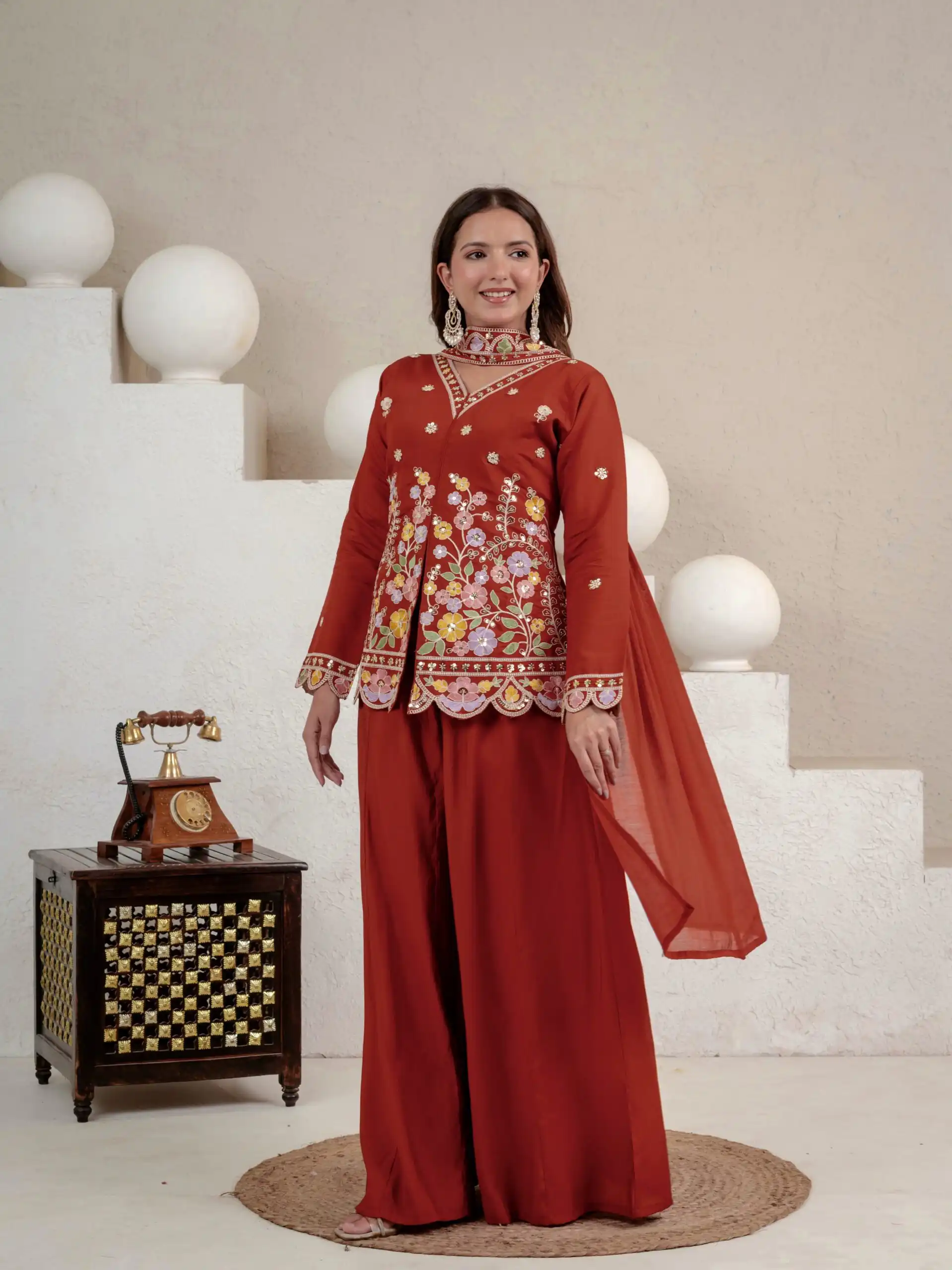 NF 1291 Rust Roman Silk Salwar Suit Perfect for Wedding, Party, Lohri, Onam, Reception – . Grab it for ₹2049. Delivery 4-6 Working Days. Shop now. | Jump Suits, Salwar suit, Casual Suits, Creative suits, Designer Suits, Palazzo Suits, Party Wear Suits, Patiala Suits, Straight Suits
