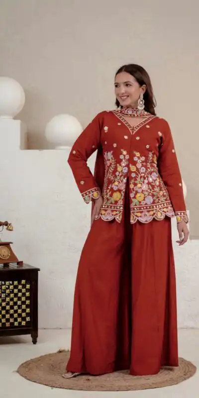 NF 1291 Rust Roman Silk Salwar Suit Perfect for Wedding, Party, Lohri, Onam, Reception – . Grab it for ₹2049. Delivery 4-6 Working Days. Shop now. | Jump Suits, Salwar suit, Casual Suits, Creative suits, Designer Suits, Palazzo Suits, Party Wear Suits, Patiala Suits, Straight Suits