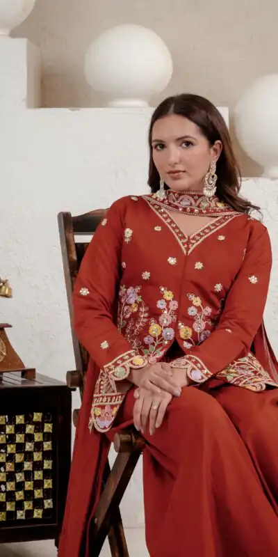 NF 1291 Rust Roman Silk Salwar Suit Perfect for Wedding, Party, Lohri, Onam, Reception – . Grab it for ₹2049. Delivery 4-6 Working Days. Shop now. | Jump Suits, Salwar suit, Casual Suits, Creative suits, Designer Suits, Palazzo Suits, Party Wear Suits, Patiala Suits, Straight Suits
